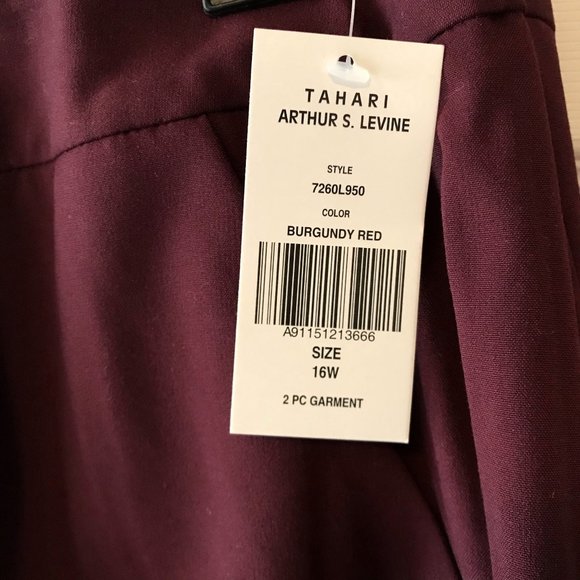 NEW Tahari Plus Double Star Neck Burgundy Pantsuit - Picture 10 of 12